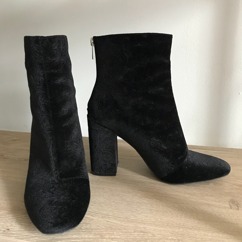 Black velvet booties